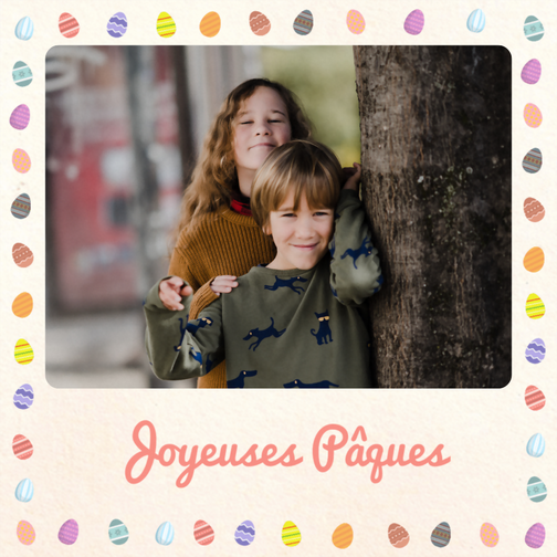 Carte Joyeuses Pâques et petits oeufs colorés Carte de Pâques personnalisable
